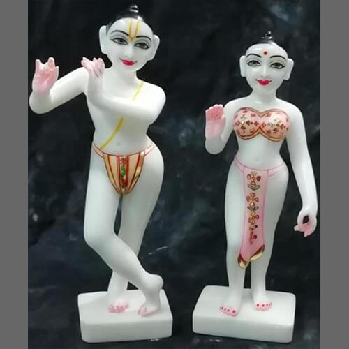 White Marble Iscon Radha Krishna Statue