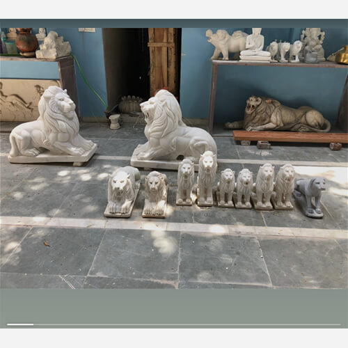 White Marble Lion Statue